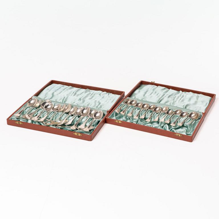 27 silver spoons, model old French, CG Hallberg and GAB, Stockholm, 1924-65.