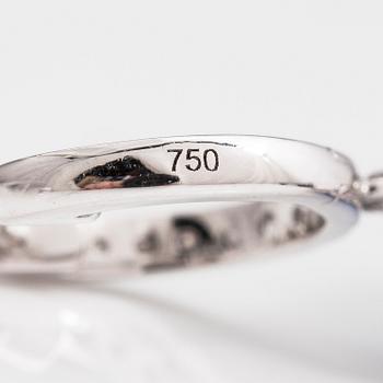 A pair of 18K white gold earrings with brilliant cut diamonds ca. 0.76 ct in total and kyanites.