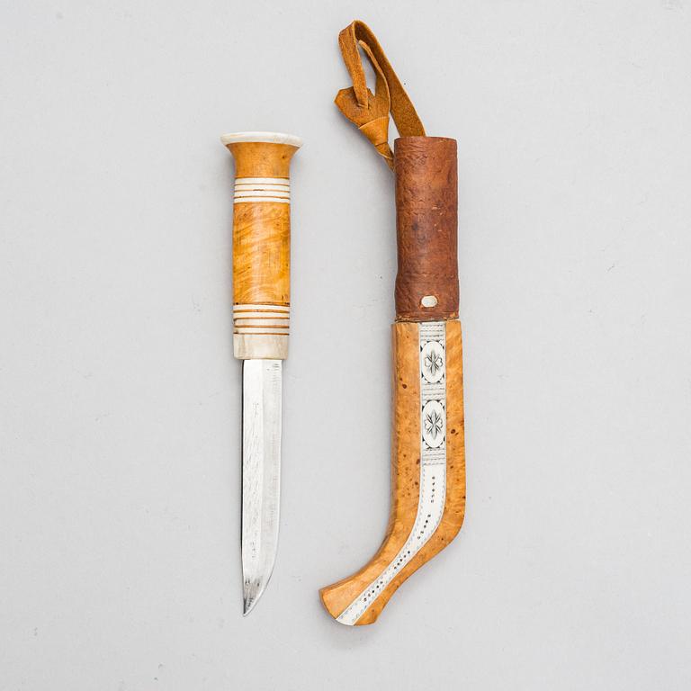 Puukko, signeerattu Johan Tuuri (nuorempi), saamenkäsityö / duodji, 1900-luvun puoliväli.