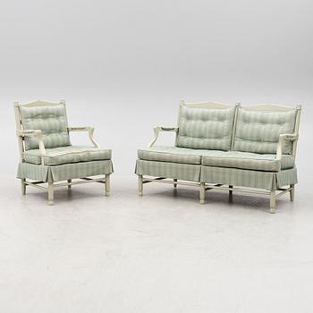 A sofa and armchair, of so called model "Gripsholms", Sweden, late 20th century.