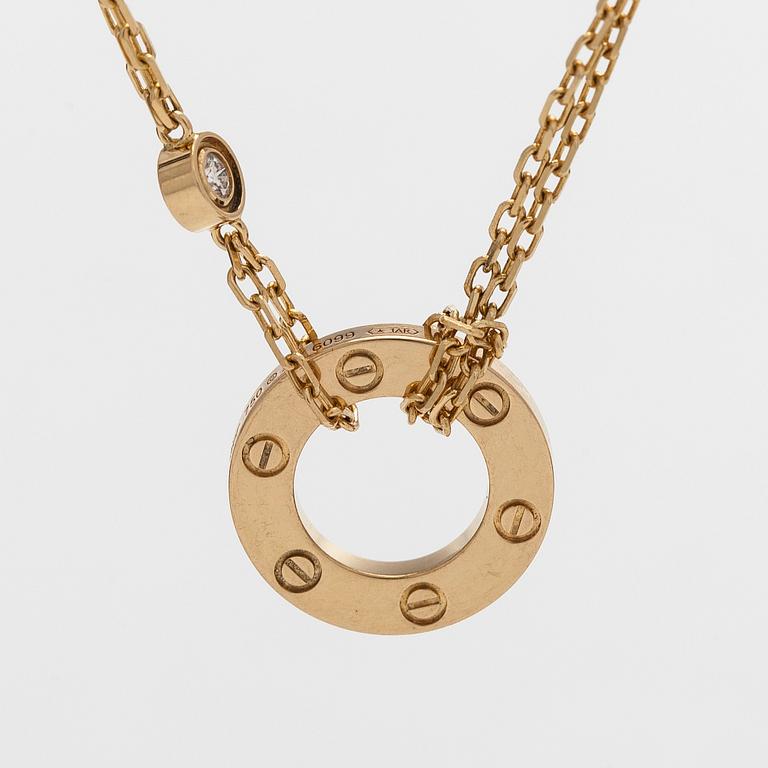 Cartier, an 18K rose gold 'Love' necklace with brilliant-cut diamonds.