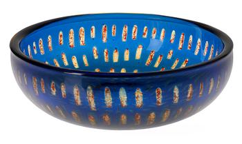 A Sven Palmqvist Ravenna glass bowl, Orrefors 1971.