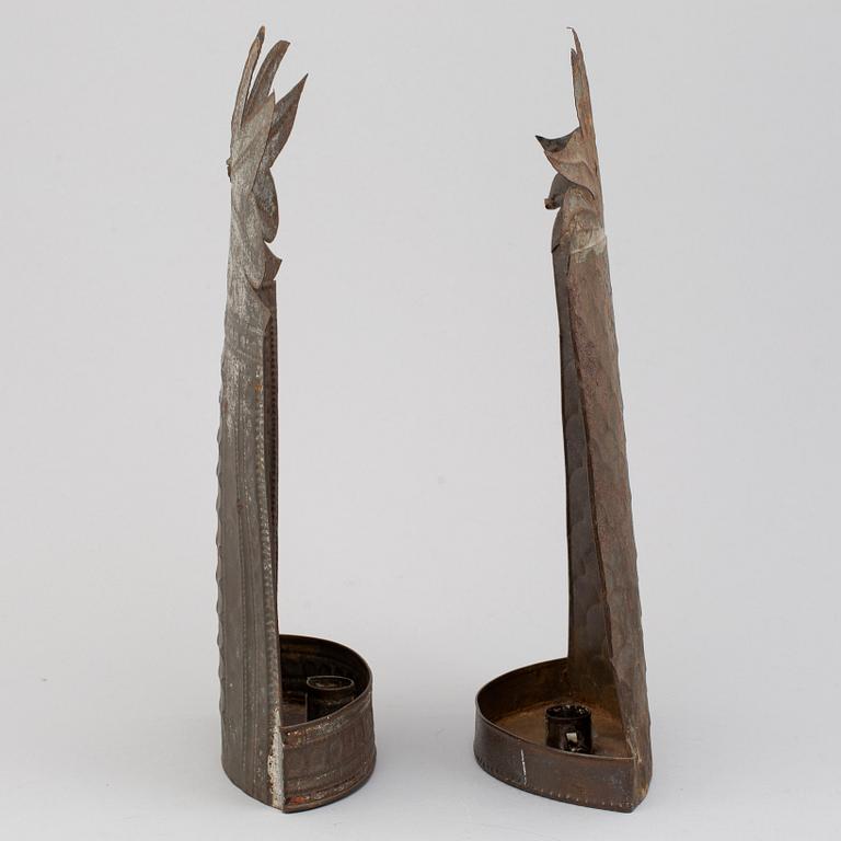 VÄGGLAMPETTER, 2 stycken, allmoge, omkring år 1900.