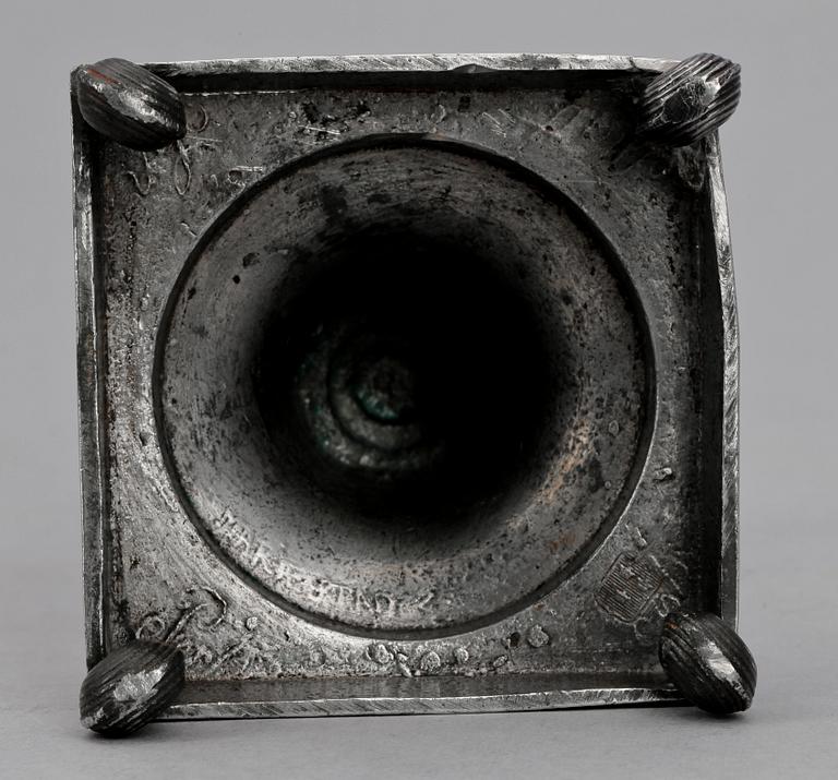 LJUSSTAKE, tenn, sengustaviansk, Pehr Mattsson, Mariestad, verksam 1808-1838.