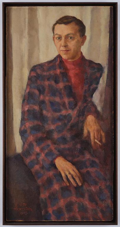 Lotte Laserstein, "Porträtt av en Gentleman i morgonrock (Jascha Golowanjuk)".