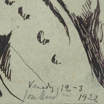 John Jon-And, tusch på papper, signerad och daterad Venedig 19-3 1922.