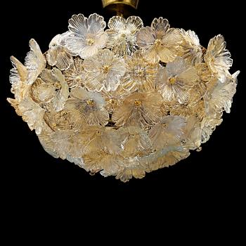 A glass ceiling light, probably Seguso, Murano, Italy.
