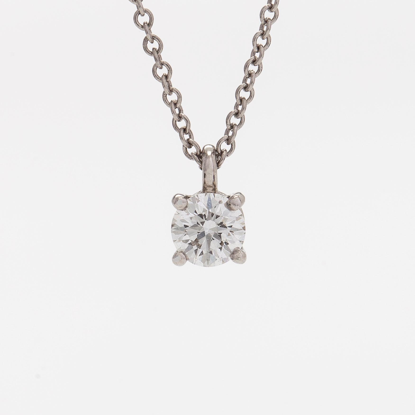 Tiffany & Co, a platinum necklace with a brilliant-cut diamond approx. 0.26 ct.