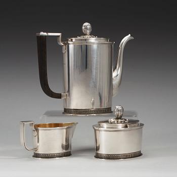 A C.F. Carlman three pieces of coffee service, Stockholm 1947.