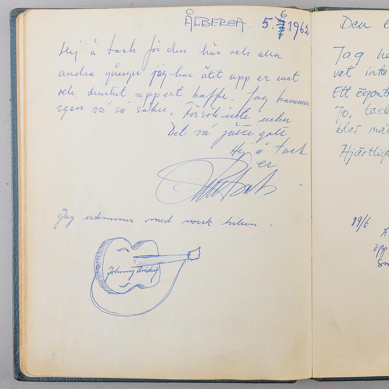 Four guest books with autographs, Ålberga motell 1957-1967.