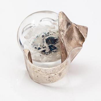 Björn Weckström, "Petrified lake", a sterling silver and acrylic ring. Lapponia 1972.