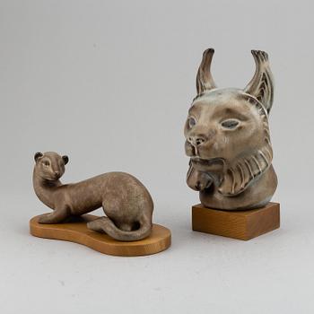 Two Gunnar Nylund stoneware figurines, Rörstrand, Sweden, mid 20th Century.