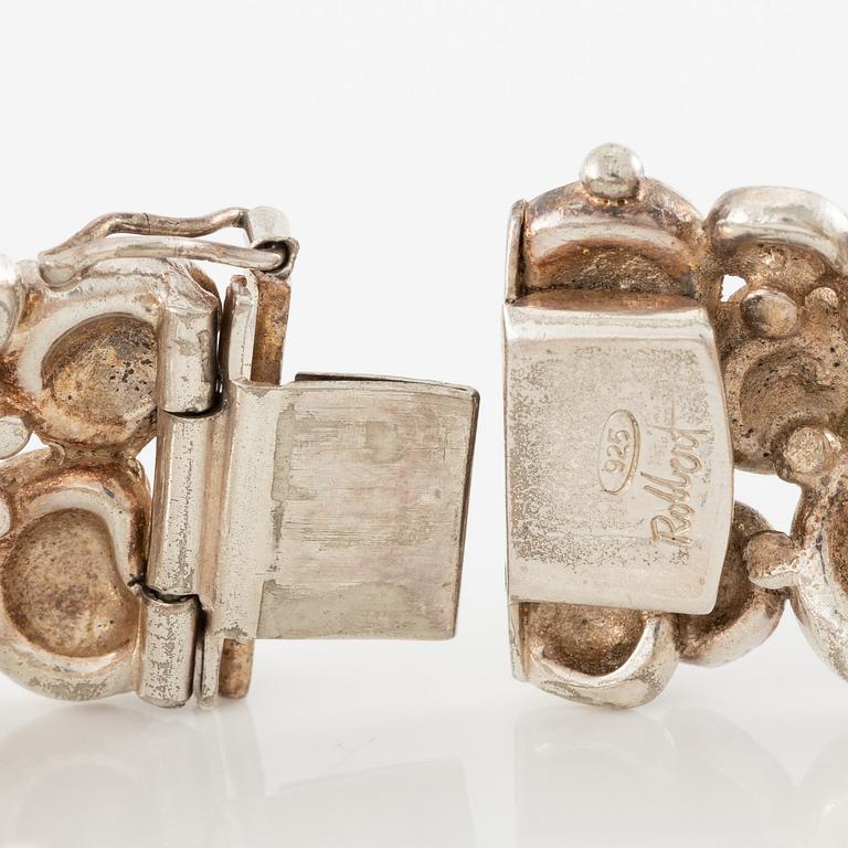 Eric Robbert, pendant and bracelet, silver and enamel.