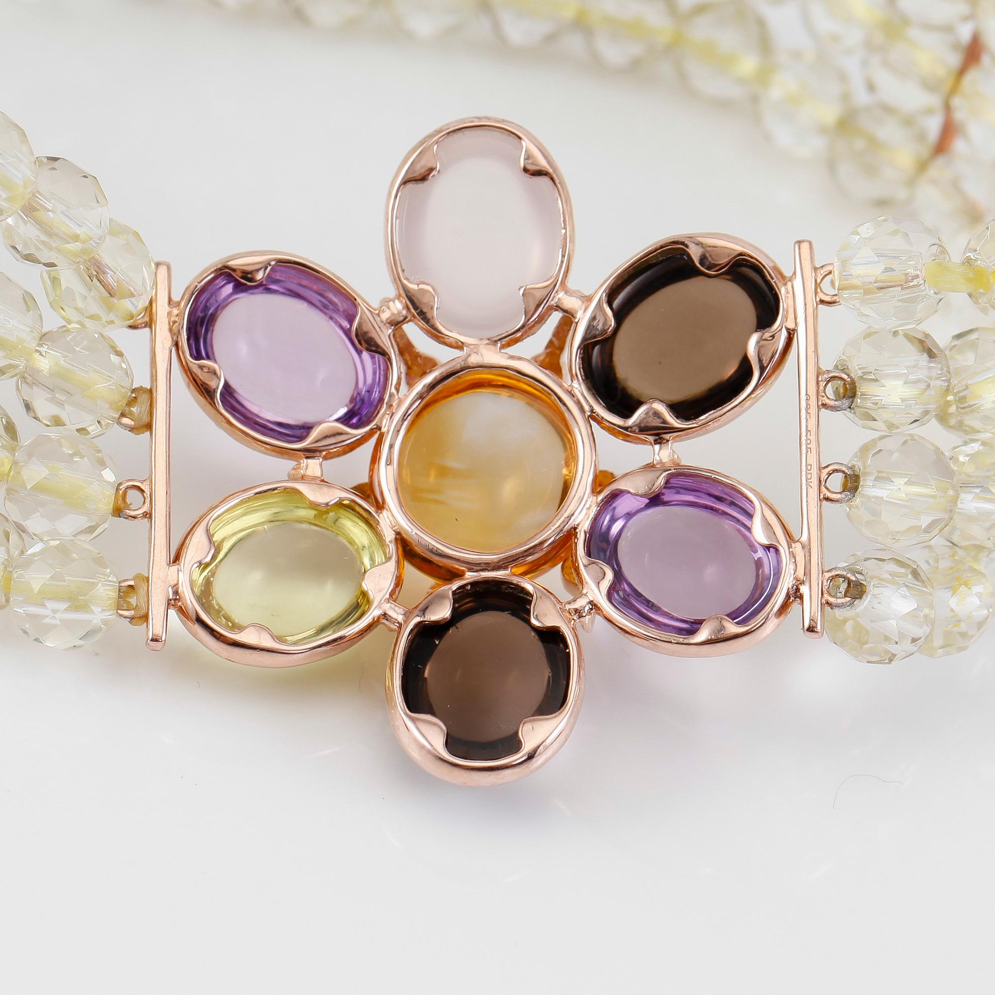 ARMBAND, förgyllt silver, bl a diamanter och rosenkvarts.