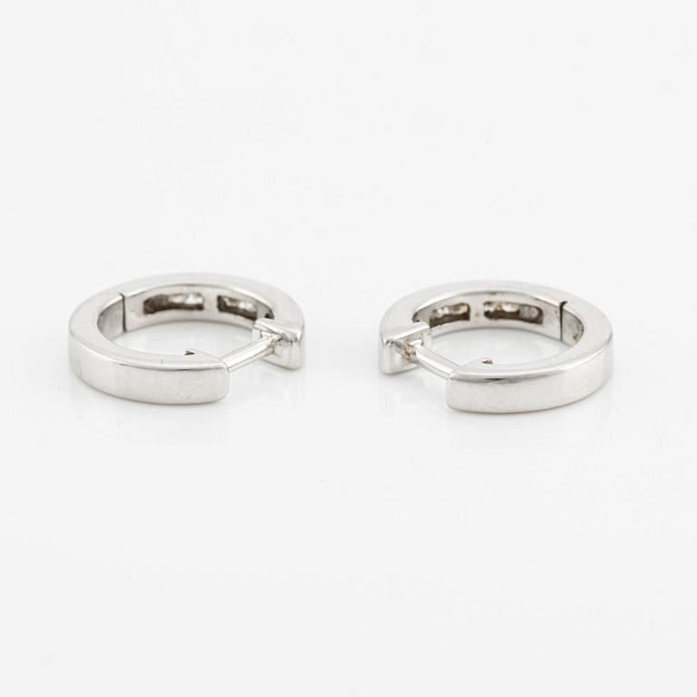 Hoop earrings, 14K white gold with brilliant-cut diamonds.