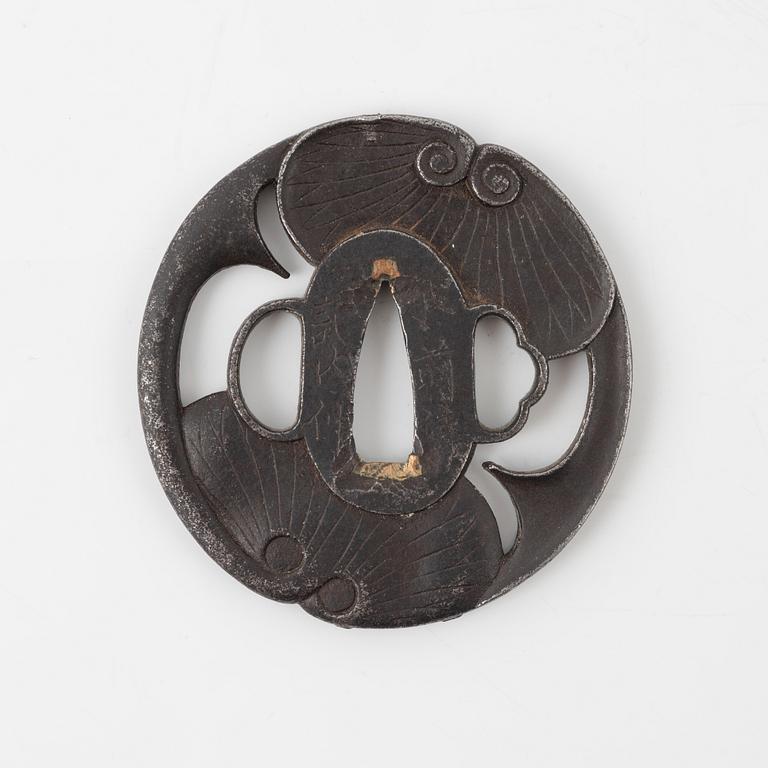 A round iron tsuba, mei, Edo-period.