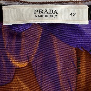 PRADA, a brown, yellow and purple skirt. Size 42.