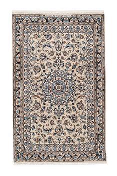 An old part silk Nain carpet ca 187 x 116 cm.