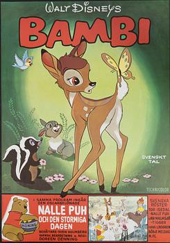 Walter Bjorne, a vintage movie poster, 'Bambi', 1969.