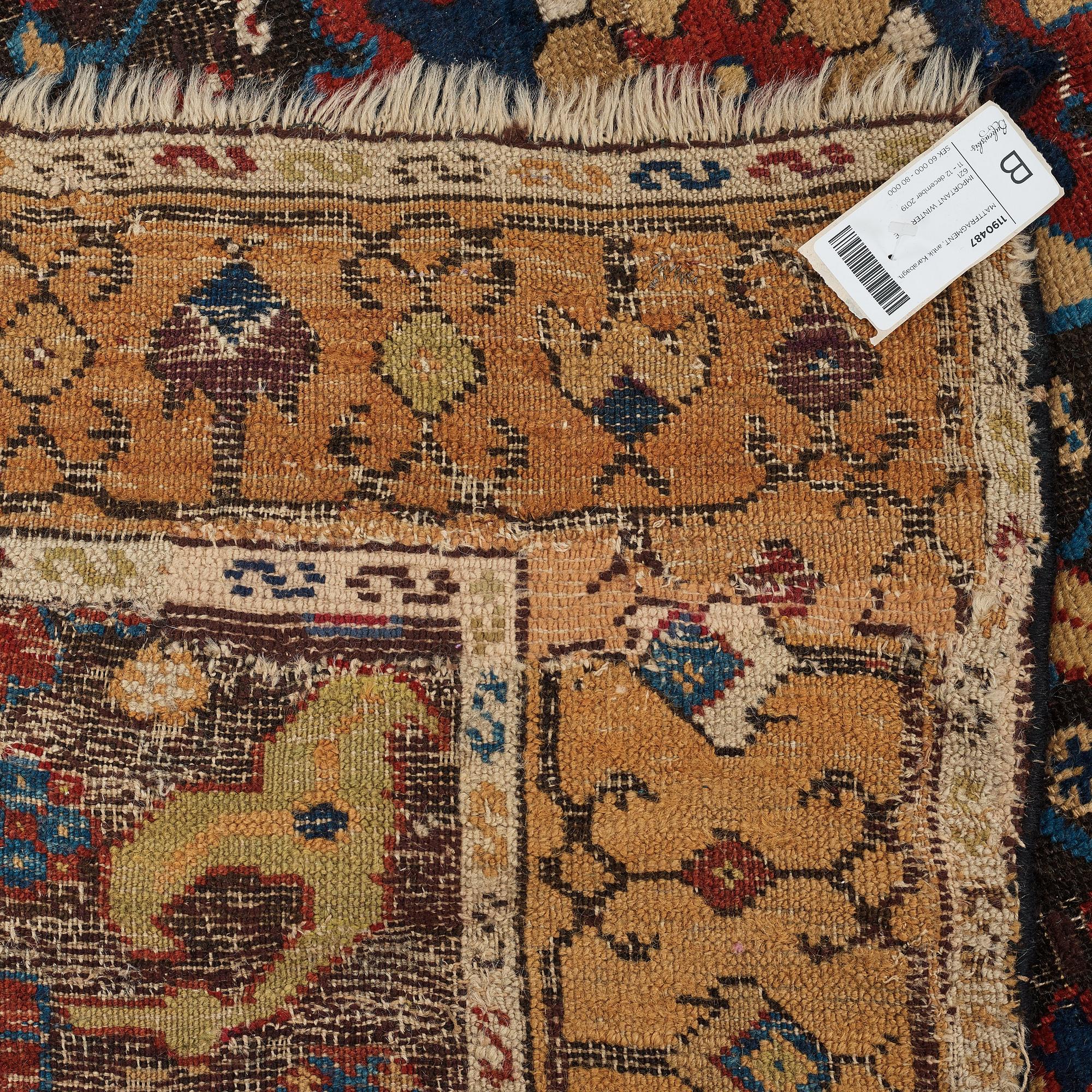 A carpet, fragment, an antique Karabagh 18th century, ca 293-300,5 x 202,5-205,5 cm.
