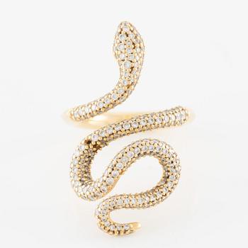 Ole Lynggaard, "Snakes ring" 18K gold with brilliant-cut diamonds.