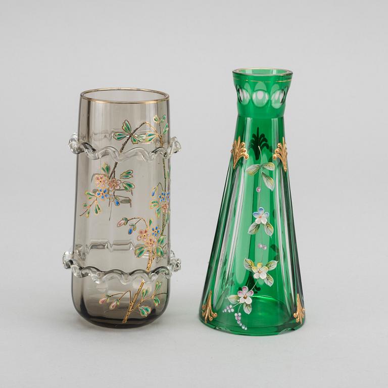 VASER 4 st Frankrike Art Nouveau tidigt 1900-tal glas.