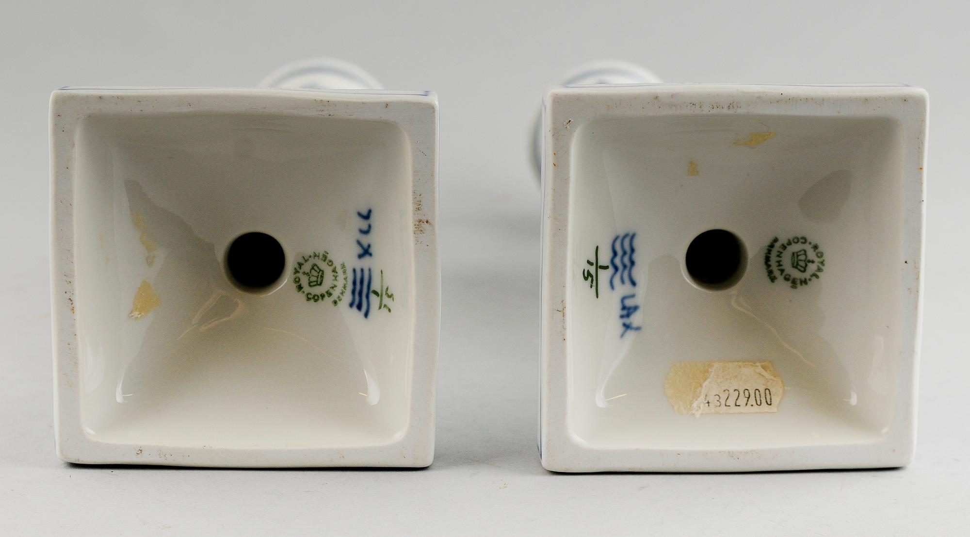 LJUSSTAKAR, 1 par, porslin, Royal Copenhagen.