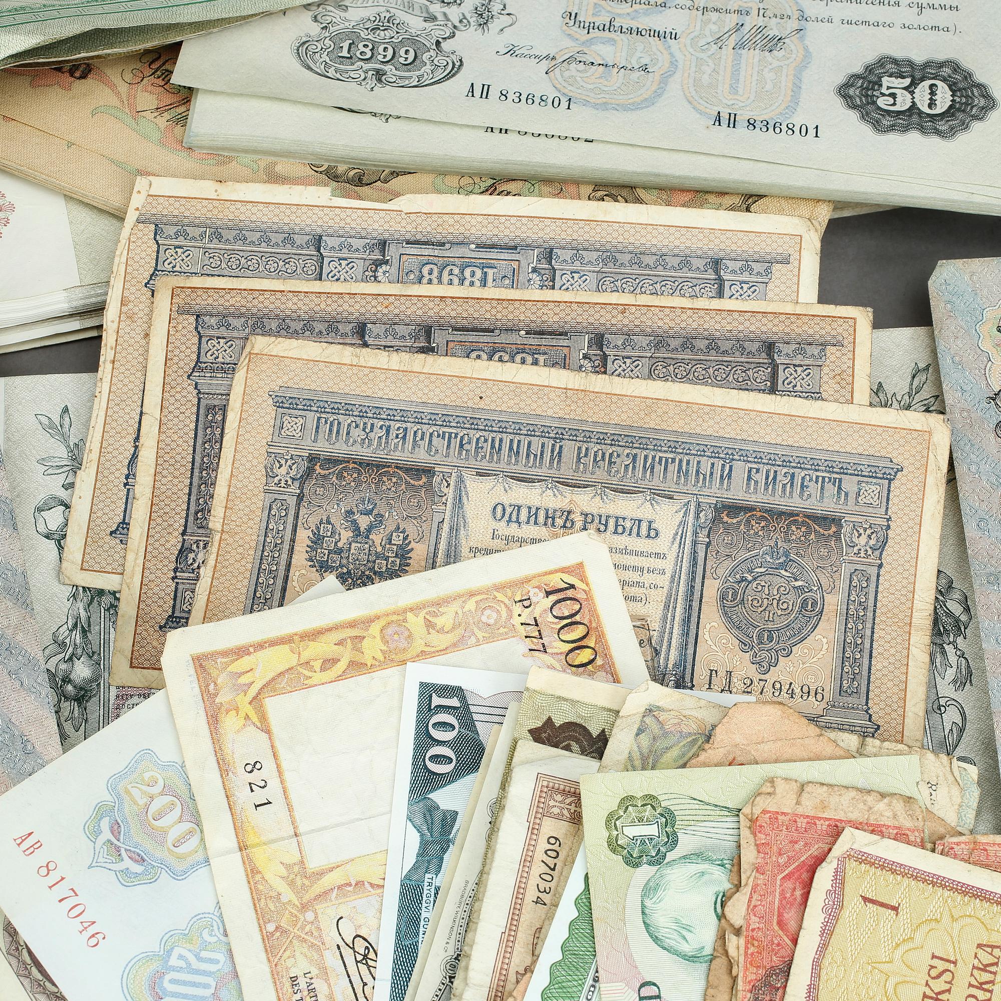 SAMLING SEDLAR, Ryssland, sent 1800- tidigt 1900-tal.