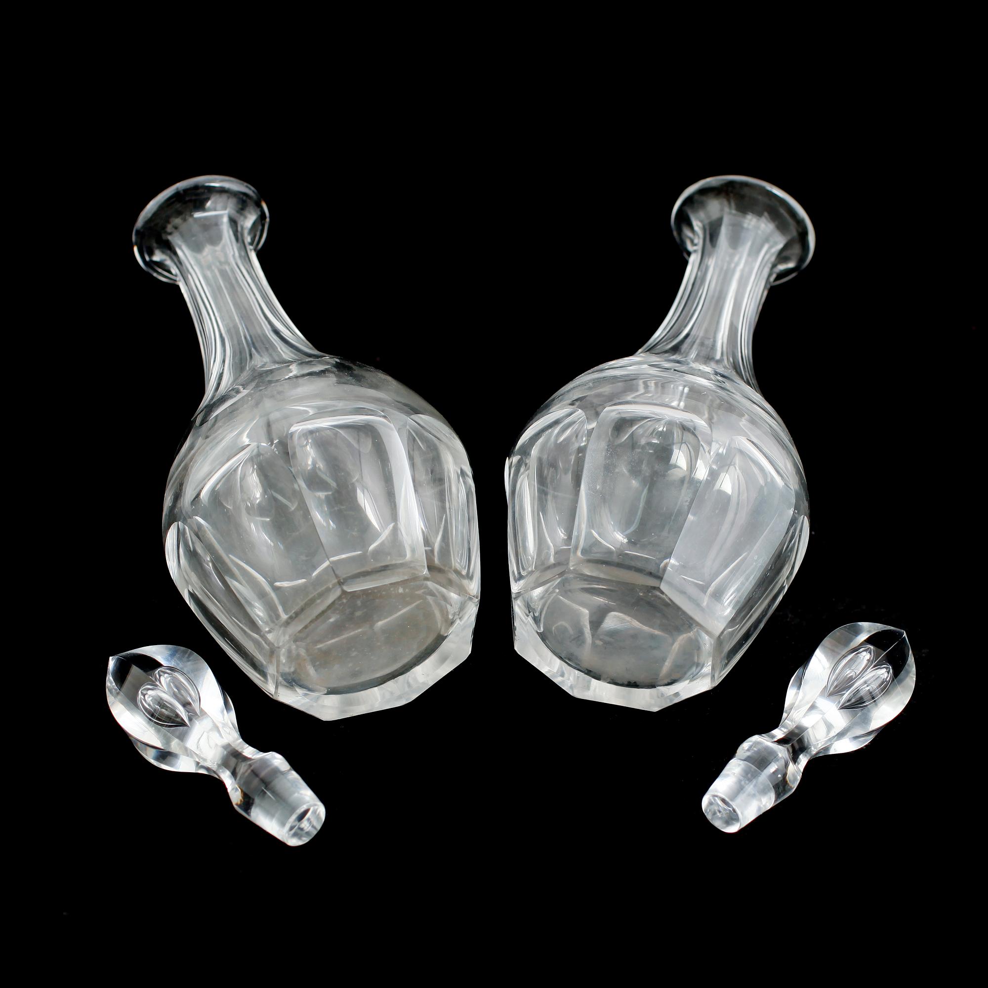 KARAFFER, 1 par, glas, sekelskiftet 1900.