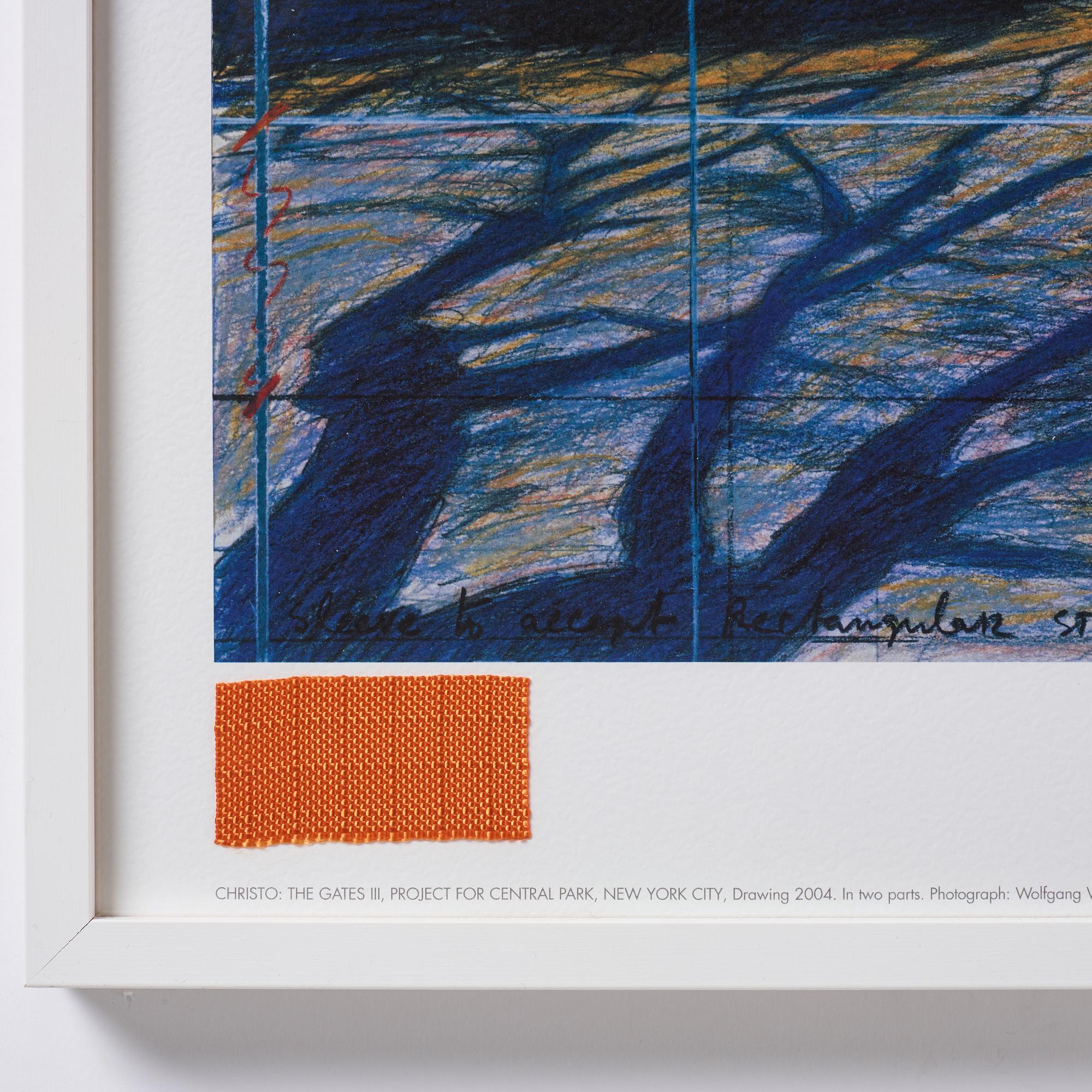 Christo & Jeanne-Claude, färgoffset med tygapplikation. Signerad.