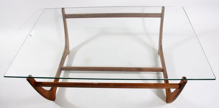 SOFFBORD, glas och teak, 1950/60-tal.