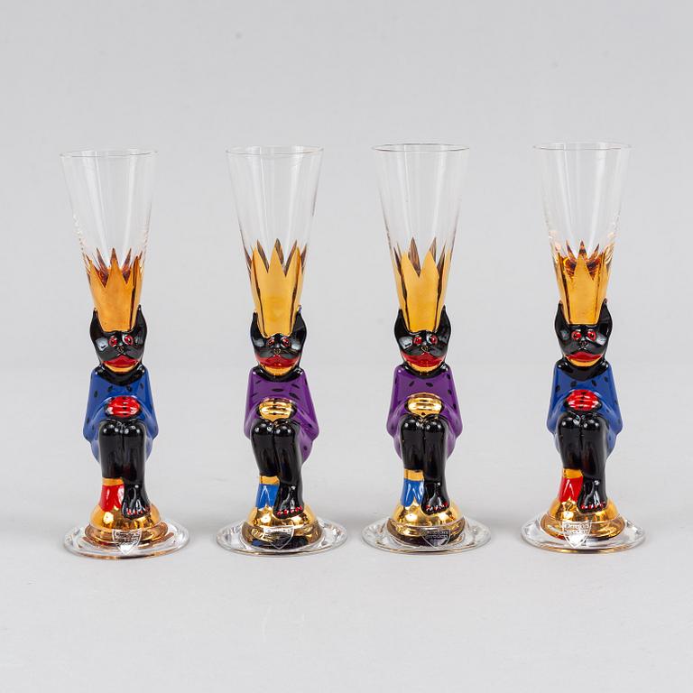 Gunnar Cyrén, "djävulsglas" 18 st, Nobelservisen, Orrefors.