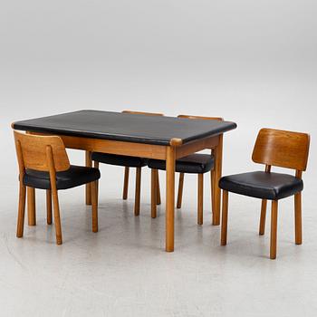 Viggo S. Jorgensen & Hans-Christian Hansen  dining table with 4 chairs, cabinetmaker Erhard Rasmussen, Denmark 1935.