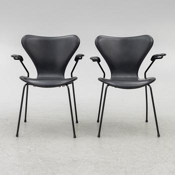 Arne Jacobsen, five 'Seven' armchairs, Fritz Hansen, Denmark, 21st century.