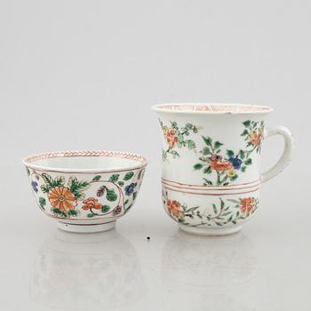 Koppar, fyra stycken, porslin, Qingdynastin, Kangxi (1662-1722).