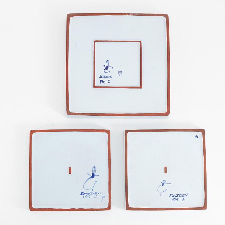 Stig Lindberg, a group of three earthenware 'Karneval' dishes, Gustavsbergs stduio.