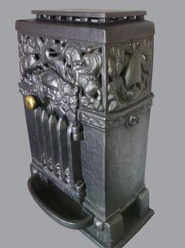 KAMIN, gjutjärn, jugendstil, efter Hans W Larsen, sent 1900-tal.