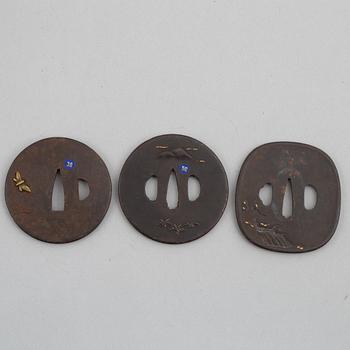 Tsuba, 3 pcs Japan, mumei, Edo.