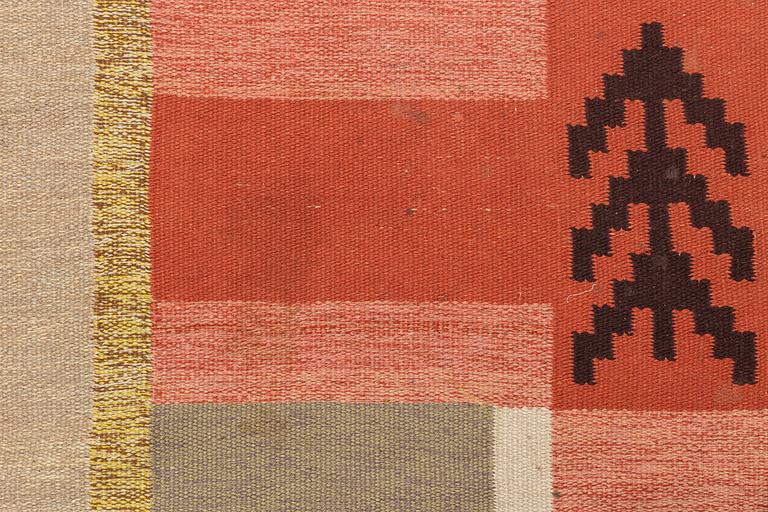 Agnes Albrecht, matta "Aftonstämning", rölakan, ca 340 x 246 cm, Linslöjden i Bräkne-Hoby.