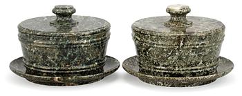 1088. A pair of Swedish 19th century marble butter boxes.