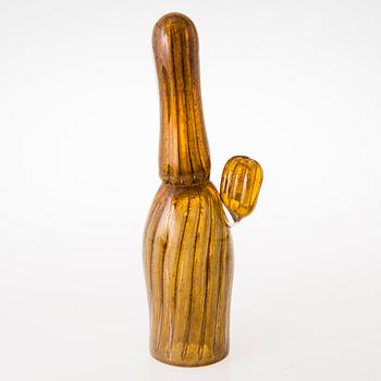 TIINA NORDSTRÖM, veistos, "Keltakaktus", signeerattu Tiina Nordström Iittala 1992.