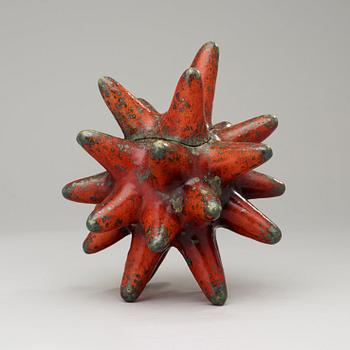 A Hans Hedberg faience sculpture of a sea-urchin, Biot, France.