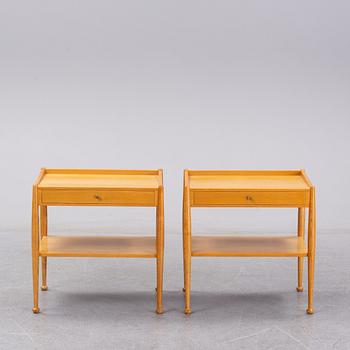 A pair of oak bedside tables, Nordiska Kompaniet, 1960's.