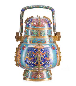 KÄRL med LOCK, cloisonné. Sen Qing dynastin/Republik.