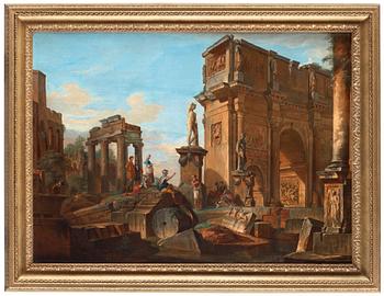 Giovanni Paolo Panini, Capriccio with roman ruins and  the arch of Constantine.