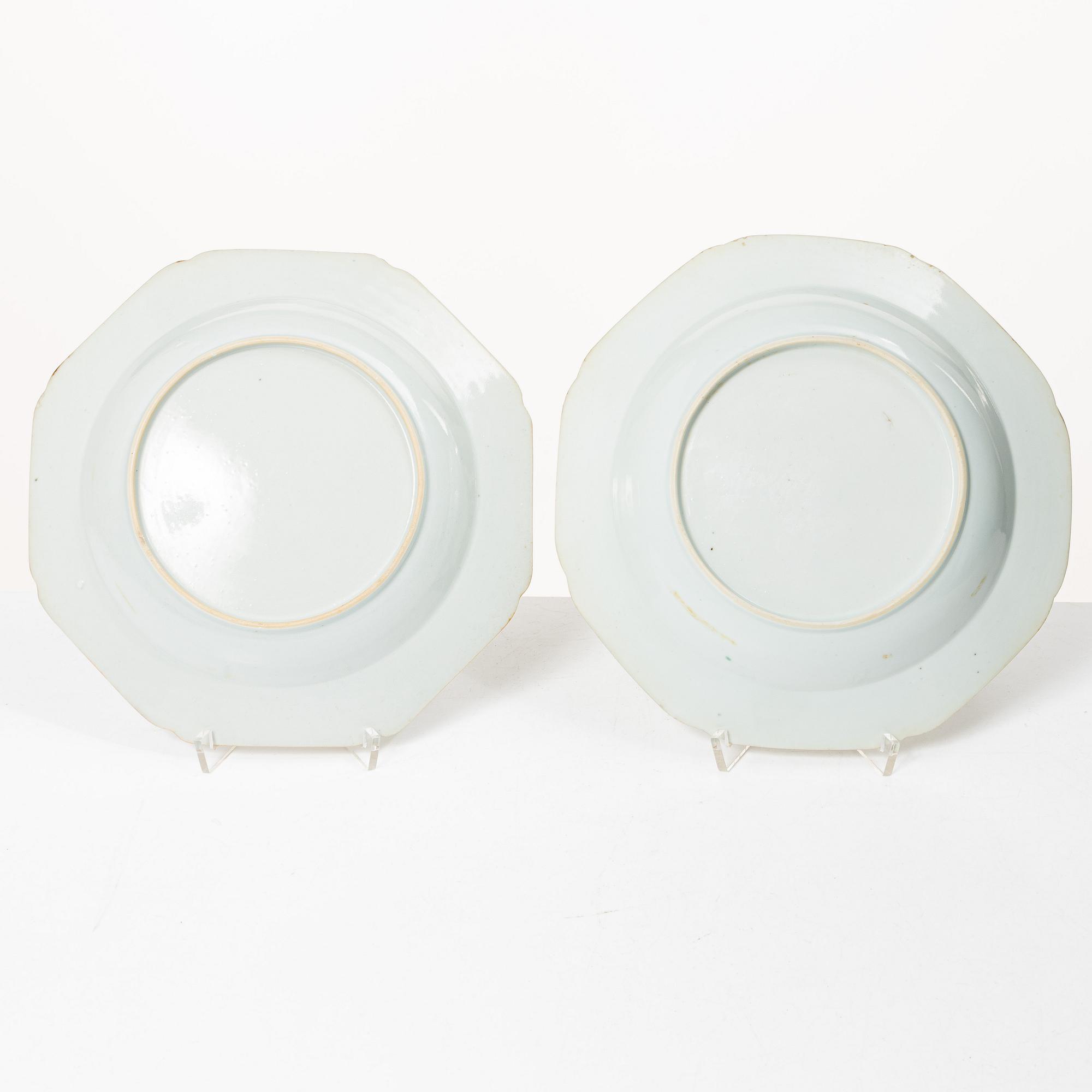 Twelve Famille Rose export porcelain plates, China, yongzheng (1722-35) & Qianlong (1736-95).