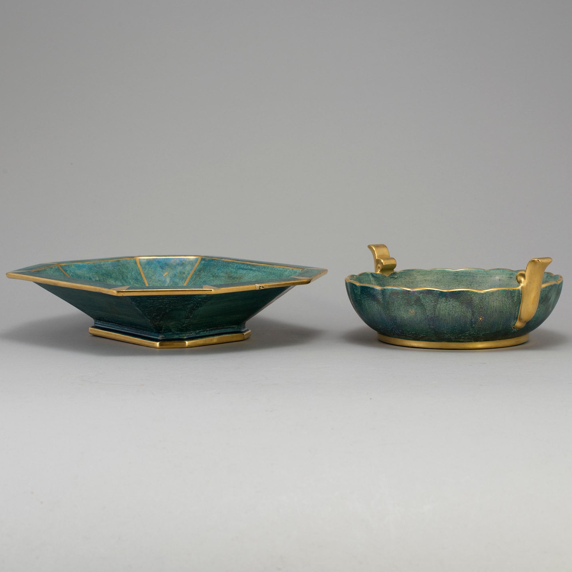 JOSEF EKBERG, 2 skålar, Gustavsberg, flintgods. 1920-/30-tal.