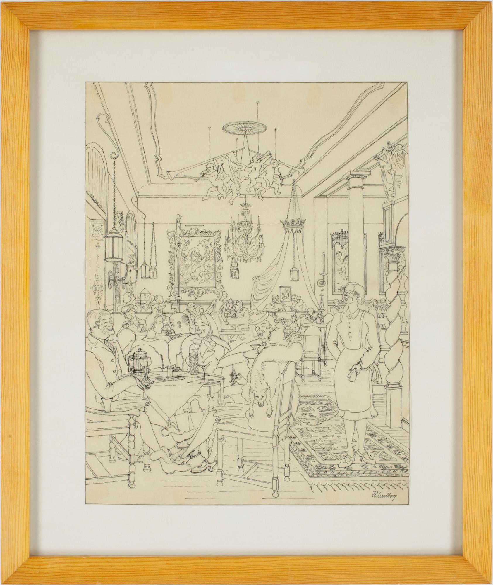 RUDOLF CARLBORG, 9 st, tuschteckningar, sign.