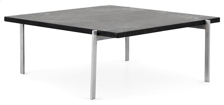 A Poul Kjaerholm sofa table 'PK-61' with a black slate top, by E Kold Christensen.