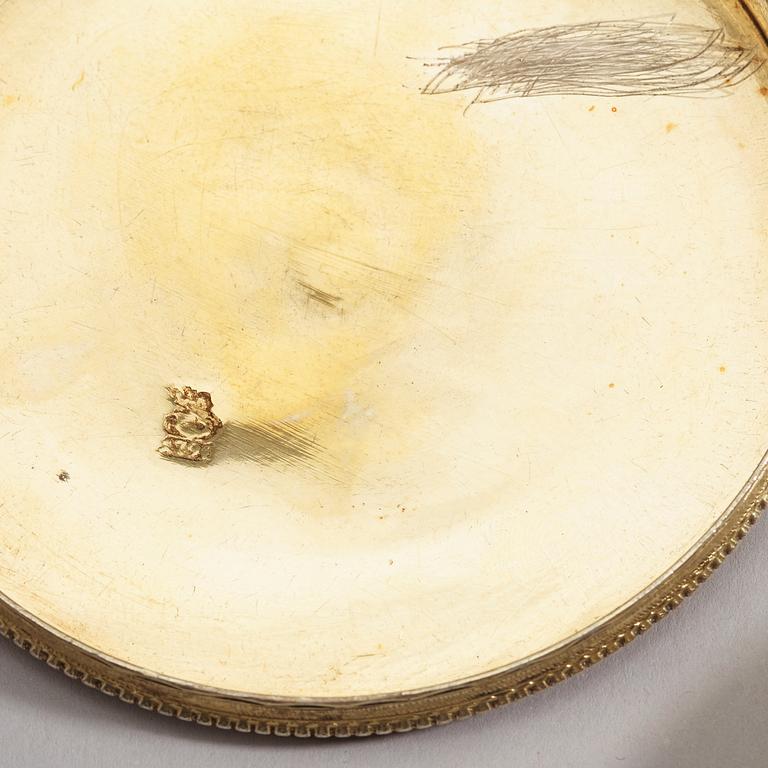 A Russian 18th century silver-gilt box, markes of Moscow 1790.